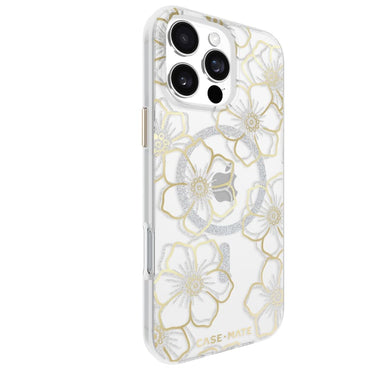 Case-Mate Floral Gems MagSafe Case for iPhone 16 Pro Max - Gold